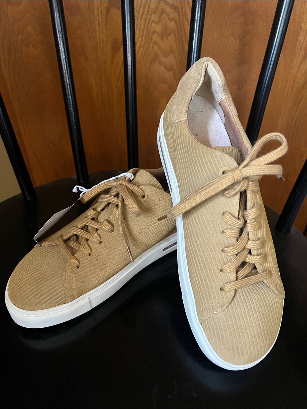 Birkenstock Men's Lace-Up Sneakers in Light Tan Corduroy